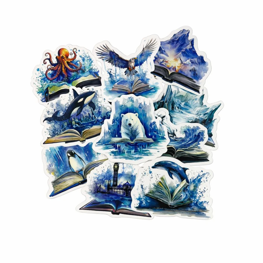 Наліпки Fantasy з книгами — синій набір (10 шт.)