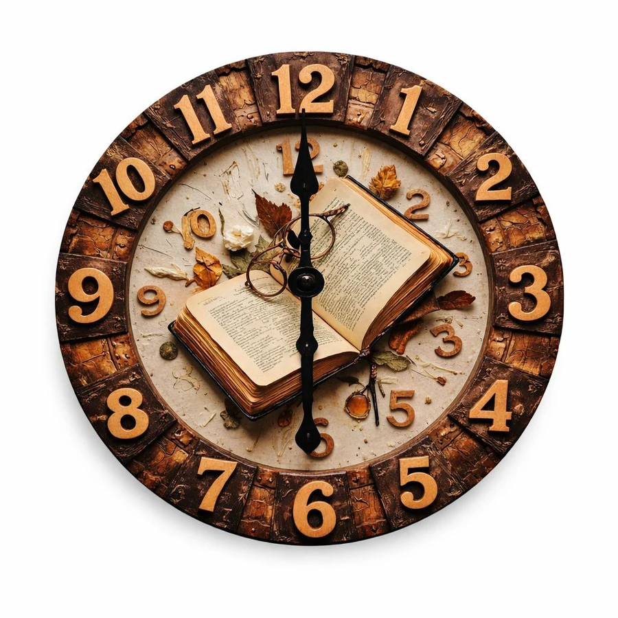 Настінний годинник з книжковим дизайном